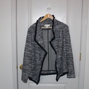 BLACK AND GREY FRINGE BLAZER
